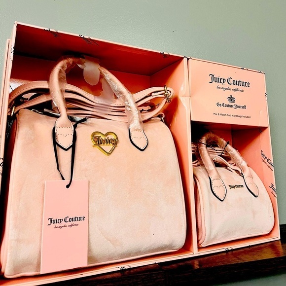 Juicy Couture Mommy And Me Bag Set Pink Velour NWT​​​​​ - Picture 1 of 4